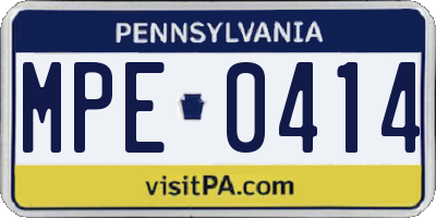 PA license plate MPE0414