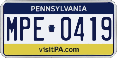 PA license plate MPE0419