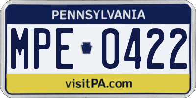 PA license plate MPE0422