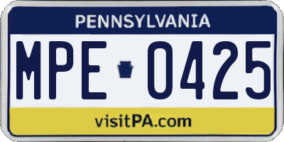 PA license plate MPE0425