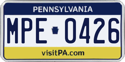 PA license plate MPE0426