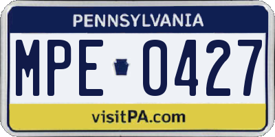 PA license plate MPE0427