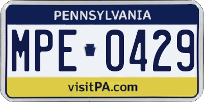 PA license plate MPE0429