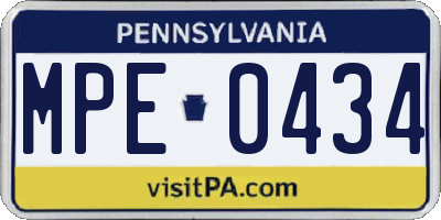 PA license plate MPE0434