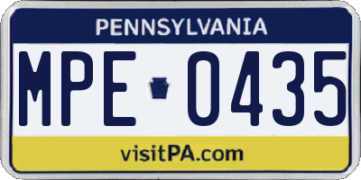 PA license plate MPE0435