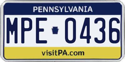 PA license plate MPE0436