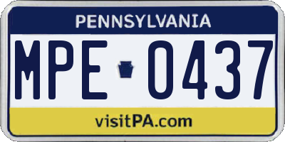 PA license plate MPE0437