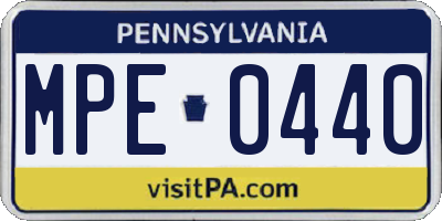 PA license plate MPE0440