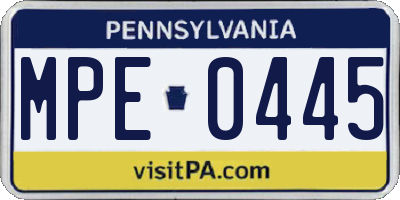 PA license plate MPE0445