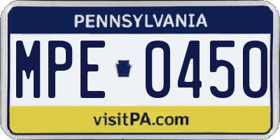 PA license plate MPE0450