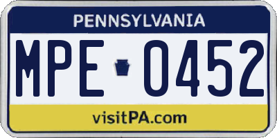 PA license plate MPE0452