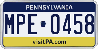 PA license plate MPE0458