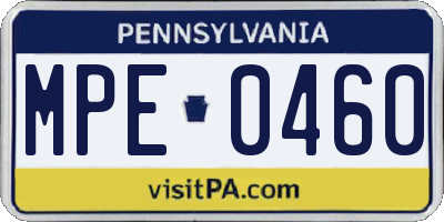 PA license plate MPE0460