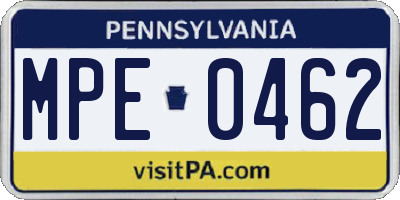 PA license plate MPE0462