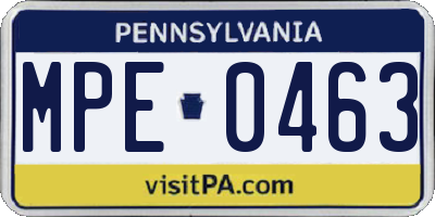 PA license plate MPE0463