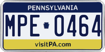 PA license plate MPE0464