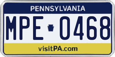 PA license plate MPE0468