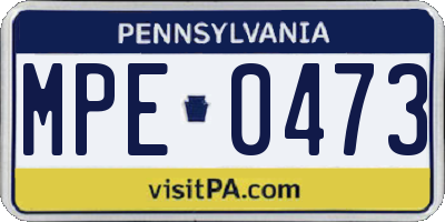 PA license plate MPE0473