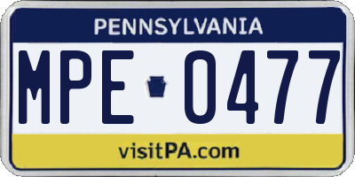 PA license plate MPE0477