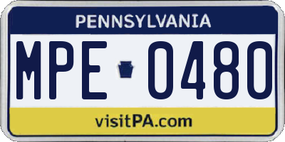 PA license plate MPE0480