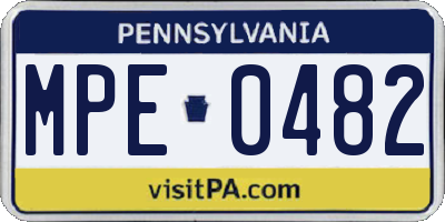 PA license plate MPE0482