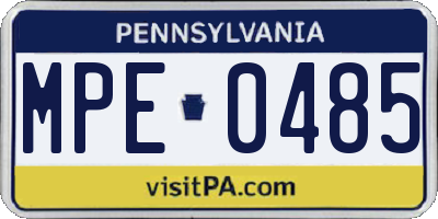 PA license plate MPE0485