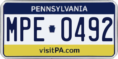 PA license plate MPE0492