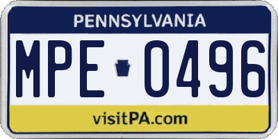 PA license plate MPE0496