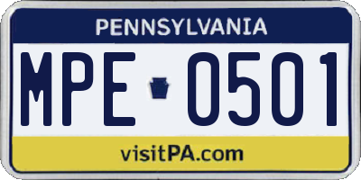 PA license plate MPE0501