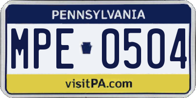 PA license plate MPE0504