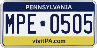 PA license plate MPE0505