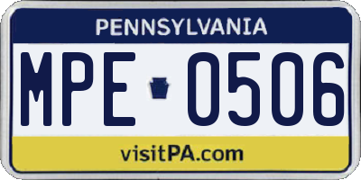 PA license plate MPE0506