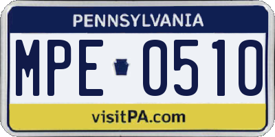PA license plate MPE0510