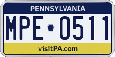 PA license plate MPE0511