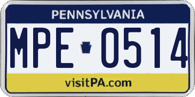 PA license plate MPE0514