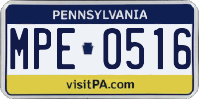 PA license plate MPE0516