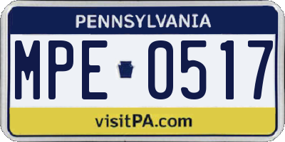 PA license plate MPE0517