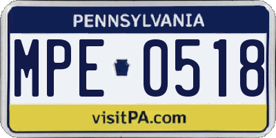 PA license plate MPE0518