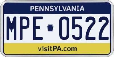 PA license plate MPE0522