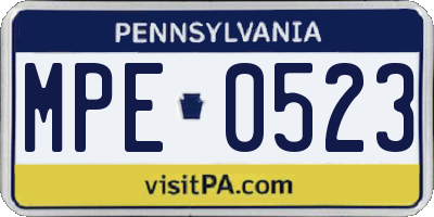 PA license plate MPE0523