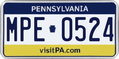 PA license plate MPE0524