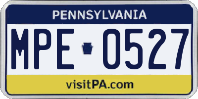 PA license plate MPE0527