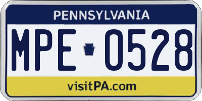 PA license plate MPE0528