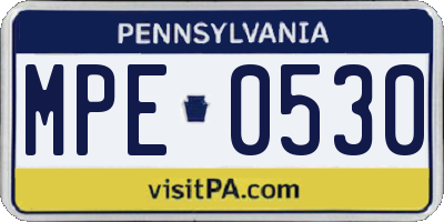 PA license plate MPE0530