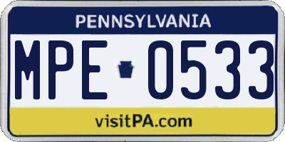 PA license plate MPE0533