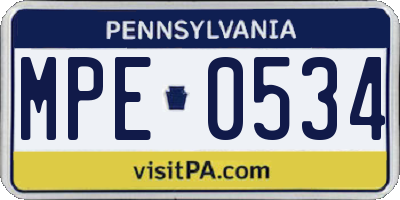PA license plate MPE0534