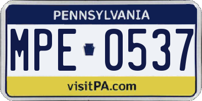 PA license plate MPE0537
