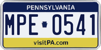 PA license plate MPE0541