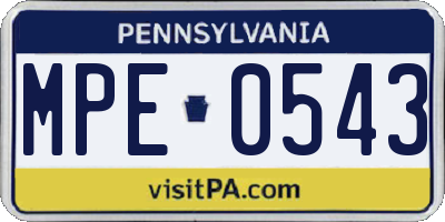 PA license plate MPE0543