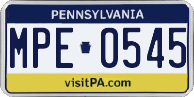 PA license plate MPE0545